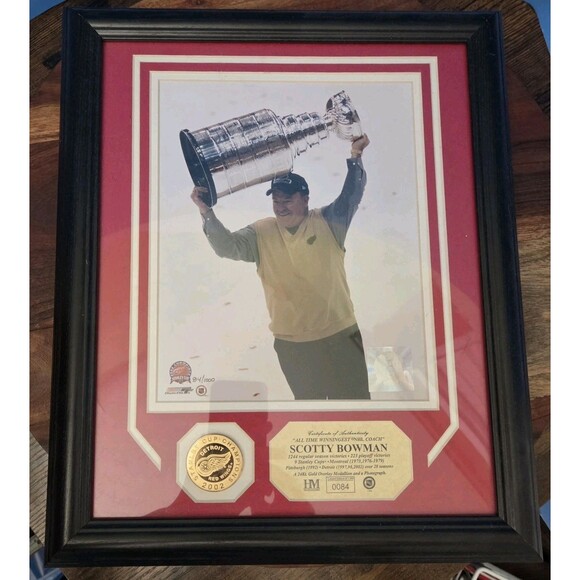 Scottie Bowman Framed Commemorative Photo and Stanley Cup Coin COA - Picture 1 of 8